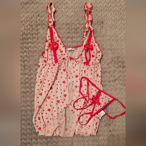 Other - Size L Valentines Day Lingerie Set Pink Red Hearts